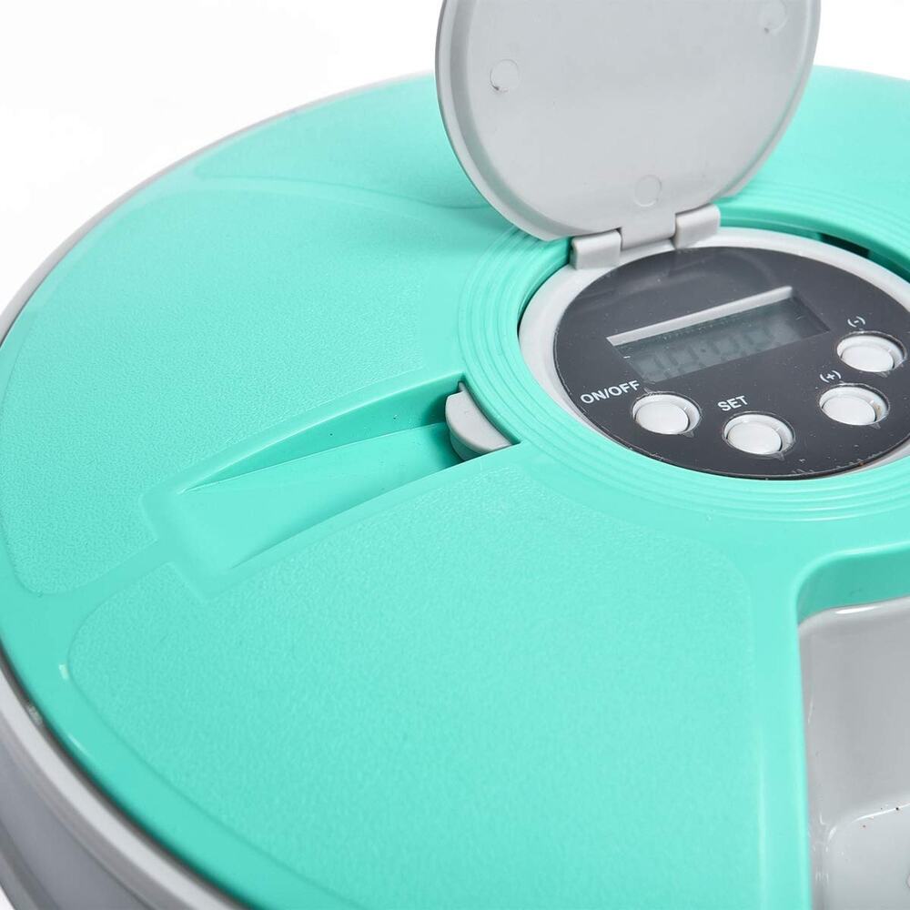 Amazon Basics Automatic Electronic Timed Pet Feeder - 6 Portions, Teal